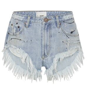 One Teaspoon Rollers Low Waist Denim Shorts - Fleetwood Blue Painted Artiste